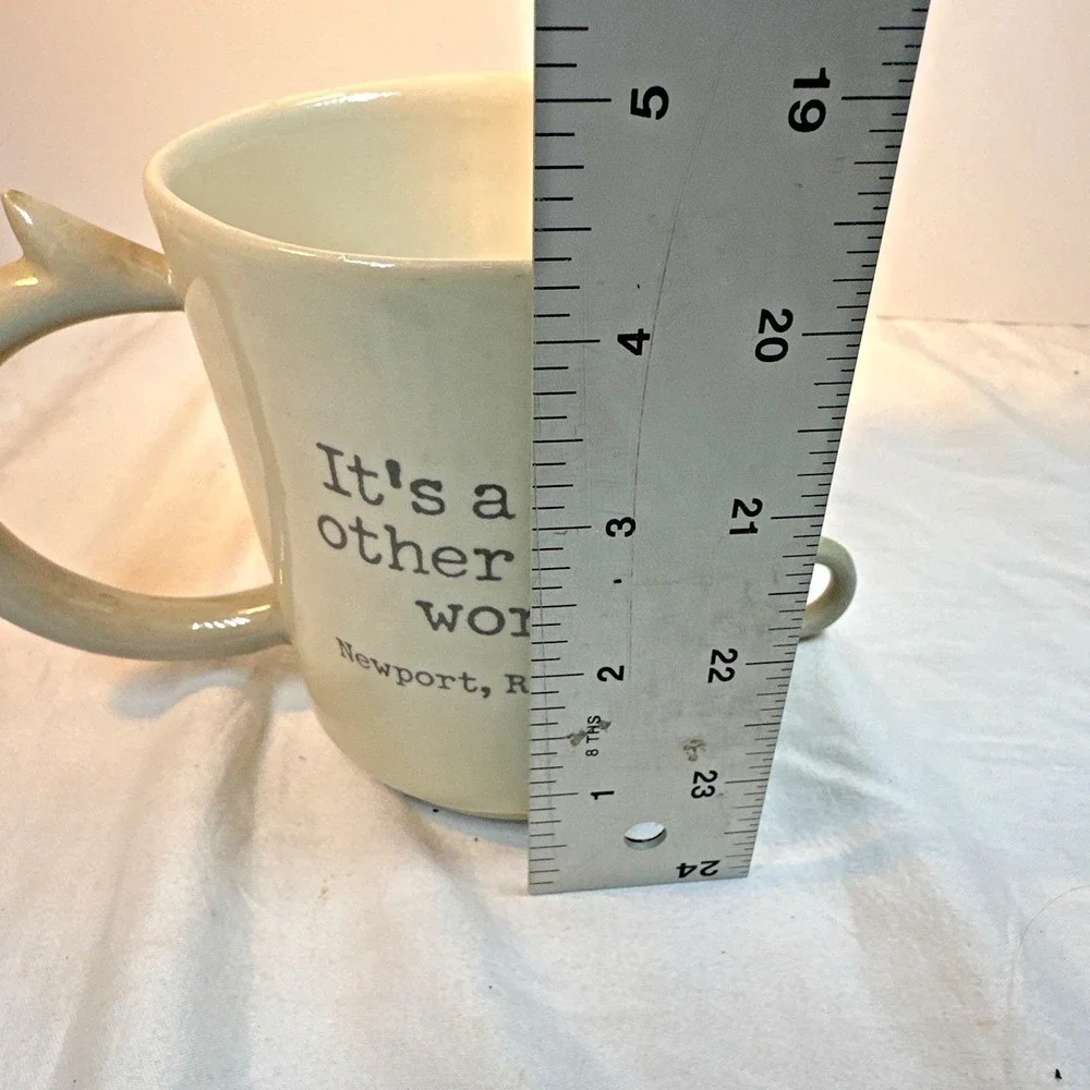 Vintage Bite Me Bait Co. Newport RI Ceramic Coffee Mug Fish Hook Handle EVC